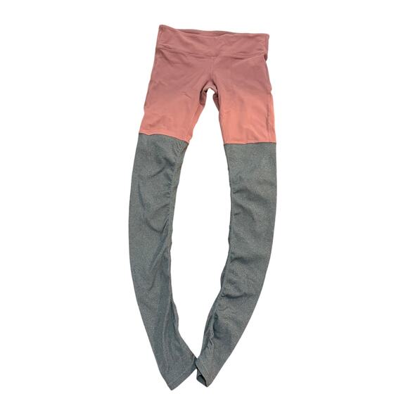 ALO Yoga Pants - Alo 2 tone leggings sz Large Rose & gray colored yoga winter warm winter fitted